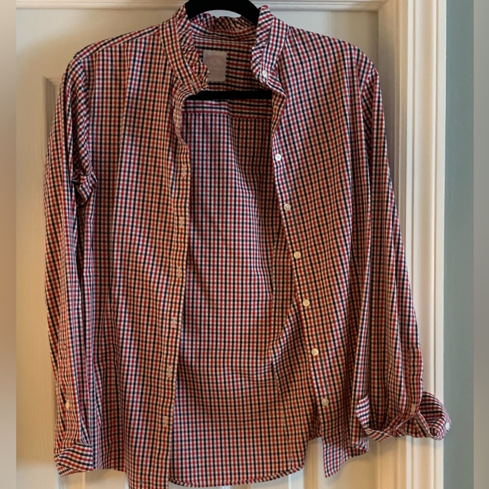 NWOT Brooks Brothers red/navy ruffle color dress shirt